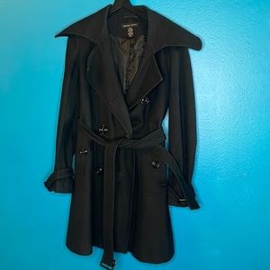 Black wool 3/4 length dress coat